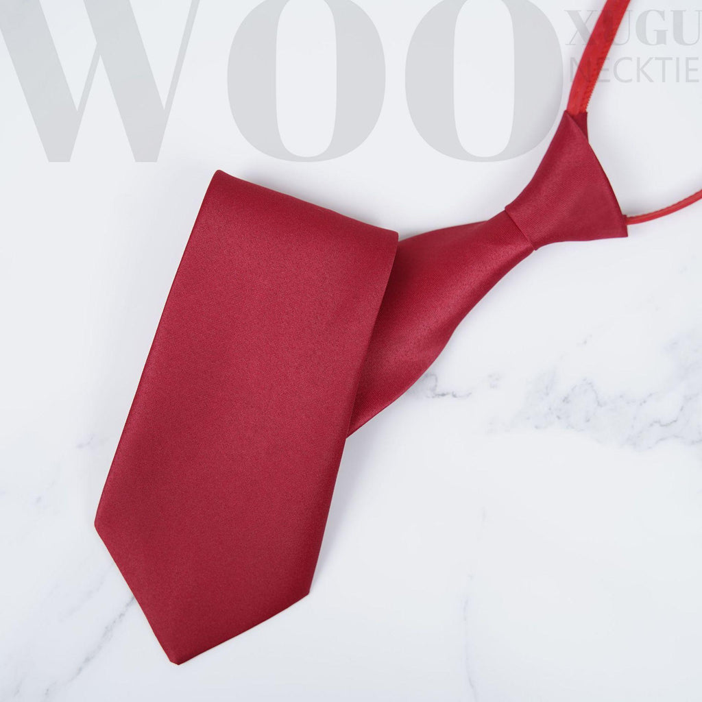 Black Wine Red Red Navy Blue Zipper Tie Lazy Tie