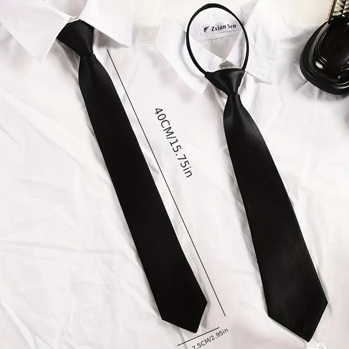 Women's Solid Black Tie Uniform Shirt Suit Lazy Tie Suitable for Daily Use