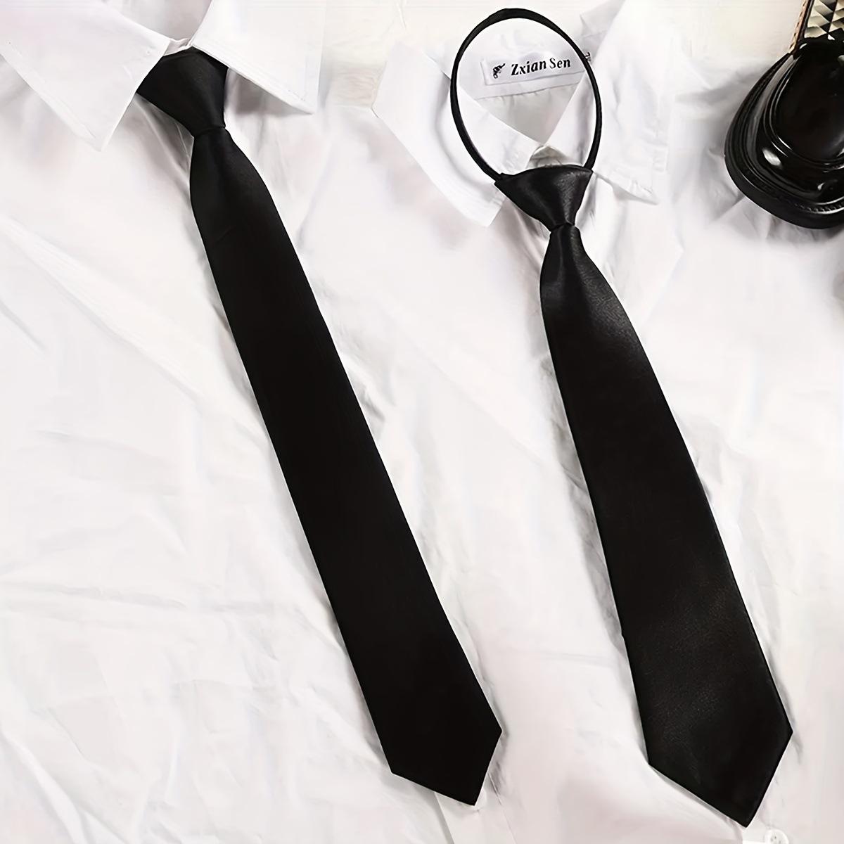 Women's Solid Black Tie Uniform Shirt Suit Lazy Tie Suitable for Daily Use
