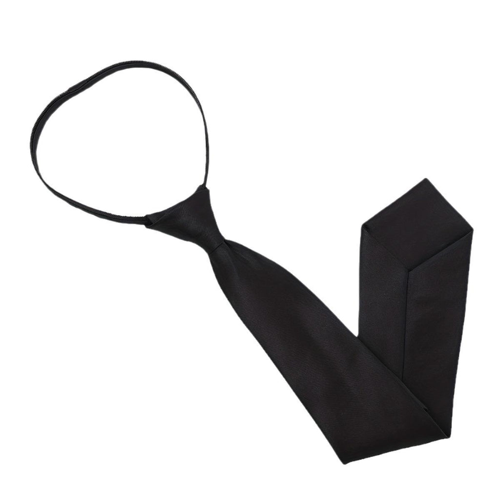 Women's Solid Black Tie Uniform Shirt Suit Lazy Tie Suitable for Daily Use
