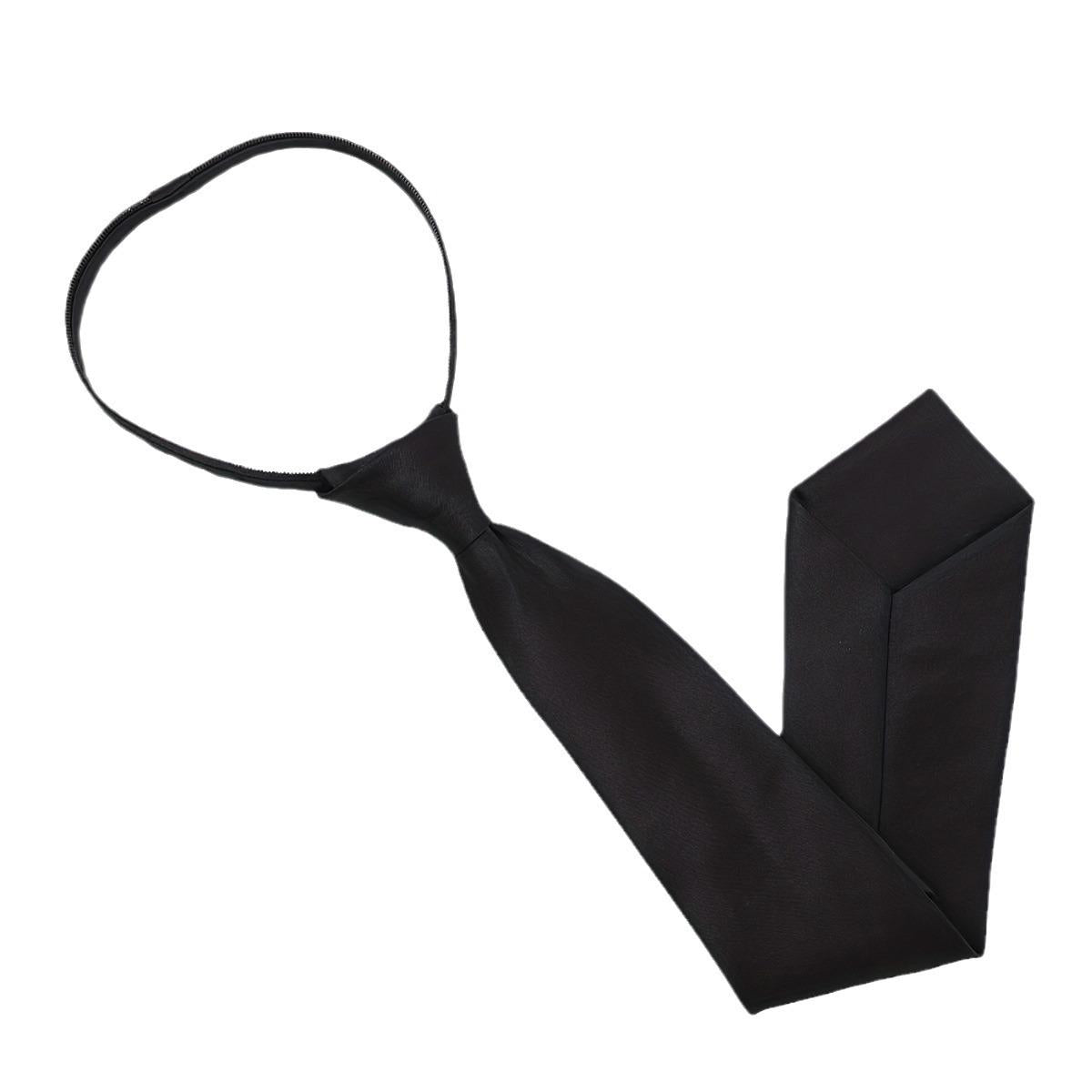 Women's Solid Black Tie Uniform Shirt Suit Lazy Tie Suitable for Daily Use