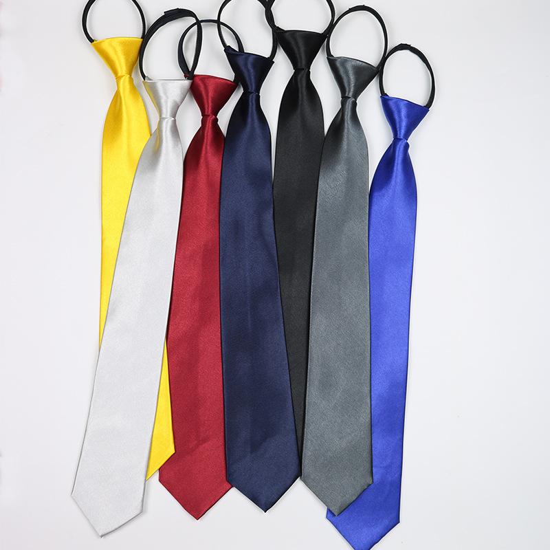 Tie Men's Spot Solid Color Business Work Professional Bridegroom Black Blue Red Easy Pull Zip-Free Tie
