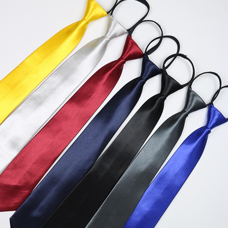 Tie Men's Spot Solid Color Business Work Professional Bridegroom Black Blue Red Easy Pull Zip-Free Tie