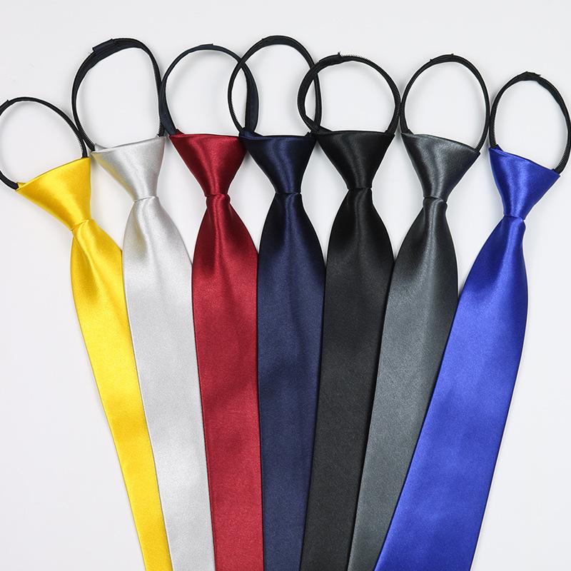 Tie Men's Spot Solid Color Business Work Professional Bridegroom Black Blue Red Easy Pull Zip-Free Tie