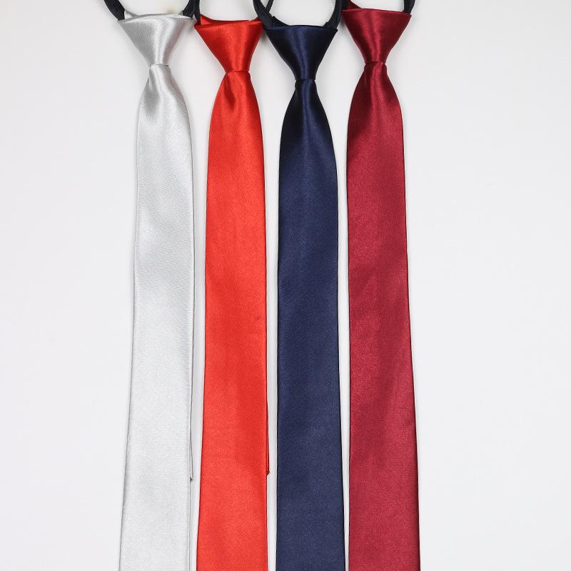 Tie Men's Spot Solid Color Business Work Professional Bridegroom Black Blue Red Easy Pull Zip-Free Tie