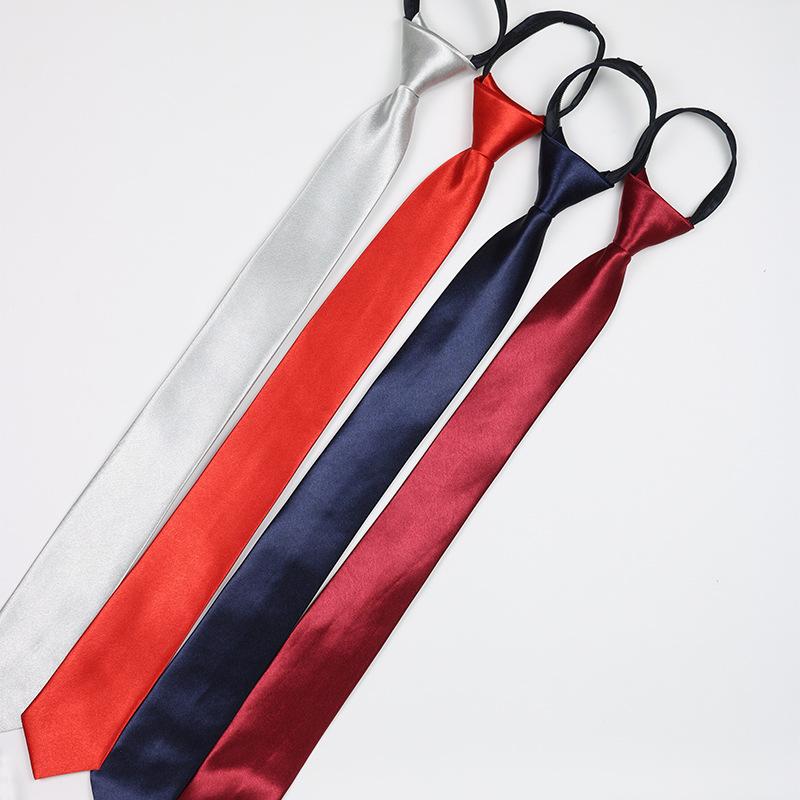 Tie Men's Spot Solid Color Business Work Professional Bridegroom Black Blue Red Easy Pull Zip-Free Tie