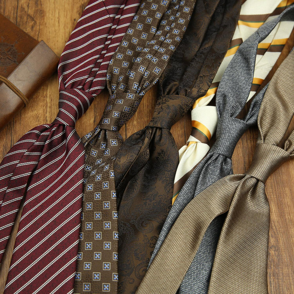 Formal Wear Tie Men's Business 8cm Hand-Made Business Wear British Striped Polyester Wine Red Pattern Coffee Wholesale