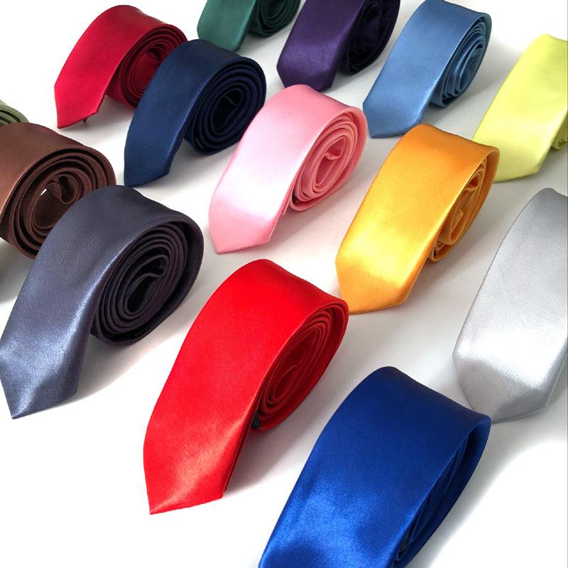 Men's Tie 5cm Narrow JK Pure Plain Student Bright Satin Group Black Tie Shengzhou Factory Direct Sales