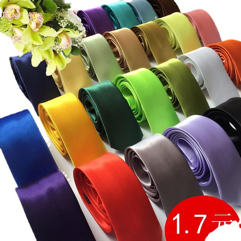 Men's Tie 5cm Narrow JK Pure Plain Student Bright Satin Group Black Tie Shengzhou Factory Direct Sales