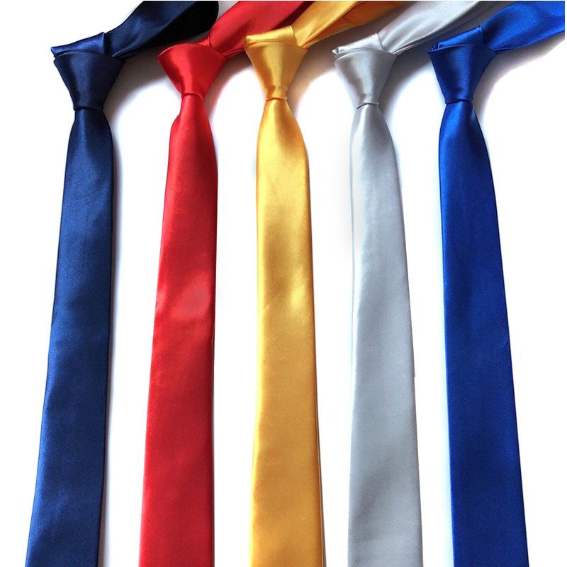 Men's Tie 5cm Narrow JK Pure Plain Student Bright Satin Group Black Tie Shengzhou Factory Direct Sales
