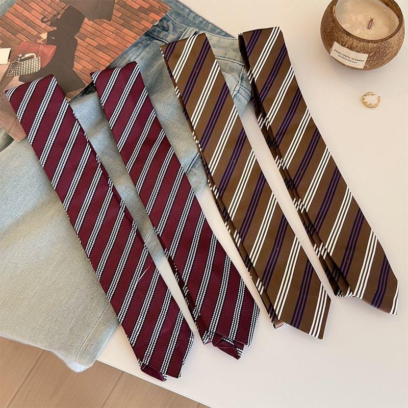 Rose Same Style Tie for Women 2026 New Korean Style Striped Scarf with Shirt Bow Tie Hand Tie Scarf Fashion Accessories