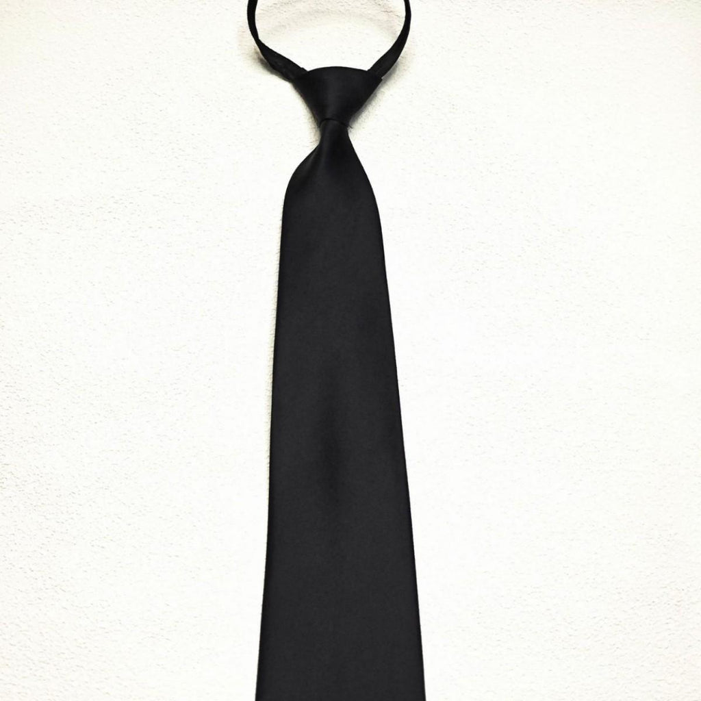 Men's Adult 45cm Zip Tie Clothing Lazy Easy to Pull Business Solid Color 8cm Tie