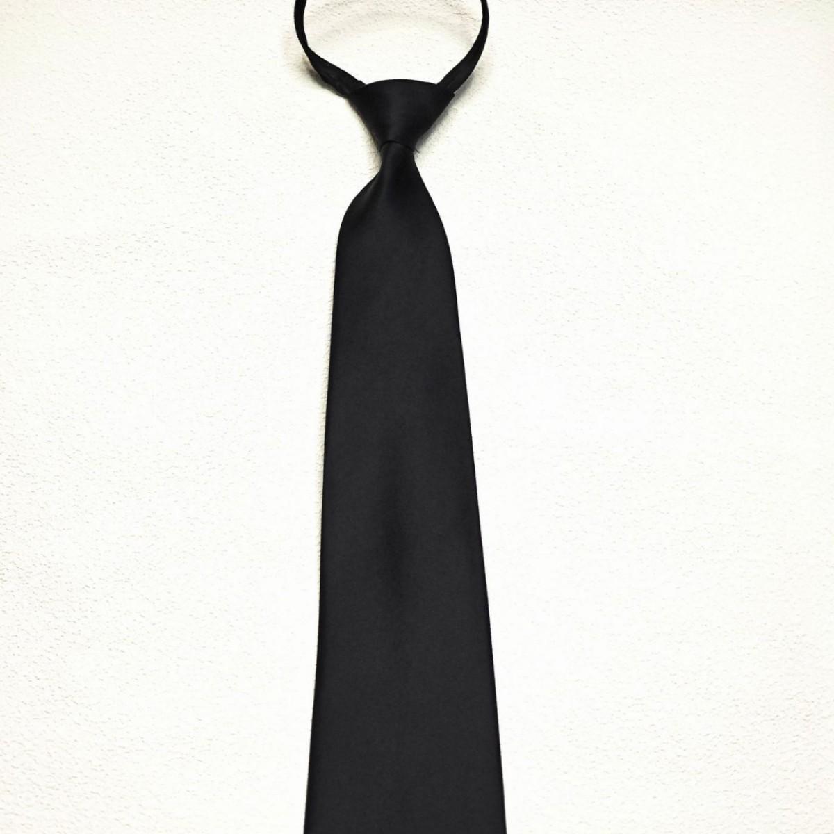 Men's Adult 45cm Zip Tie Clothing Lazy Easy to Pull Business Solid Color 8cm Tie