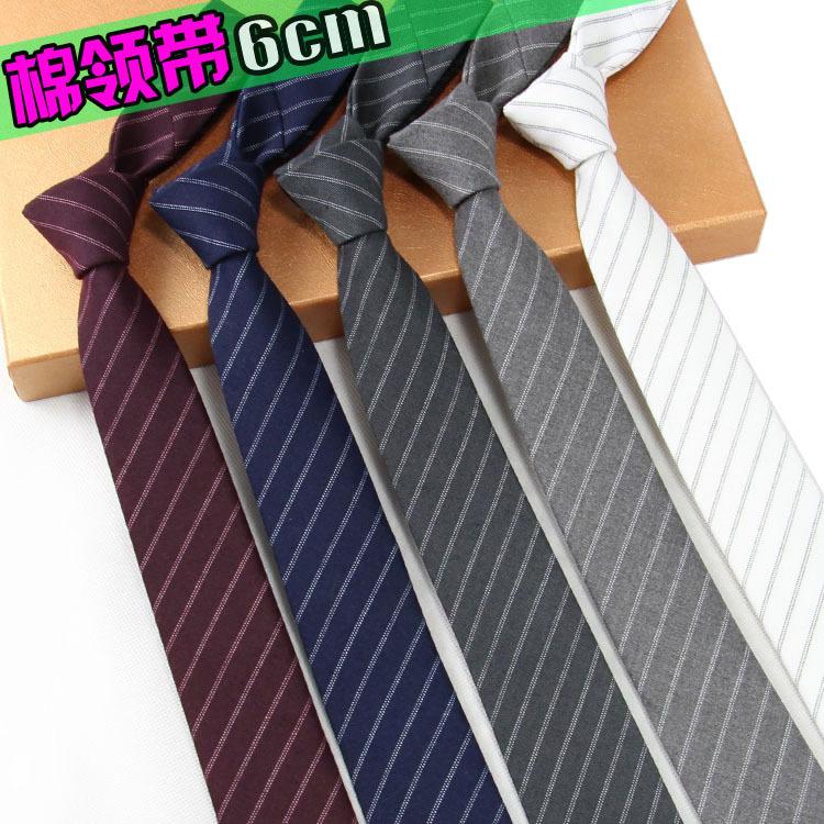 Fashion Men's Suit Cotton 6cm Narrow Tie Business Formal Wear Korean Striped Casual Tie Custom Wholesale