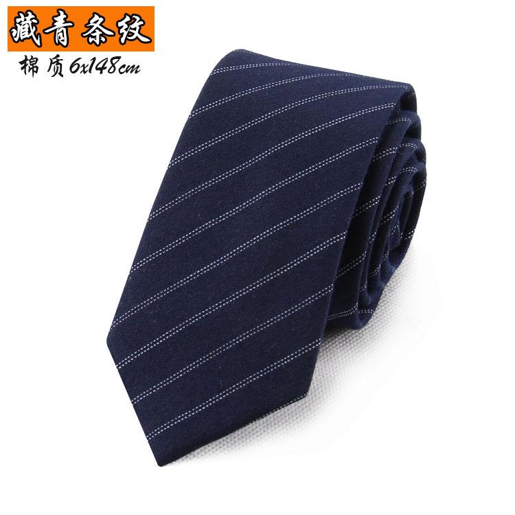 Fashion Men's Suit Cotton 6cm Narrow Tie Business Formal Wear Korean Striped Casual Tie Custom Wholesale