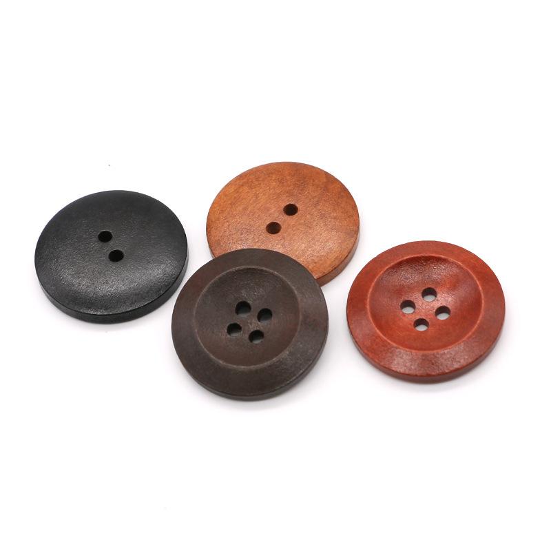 Factory Spot Goods Four-Eye round Edge Wooden Button Natural Button Coat Shirt Coat Button Button