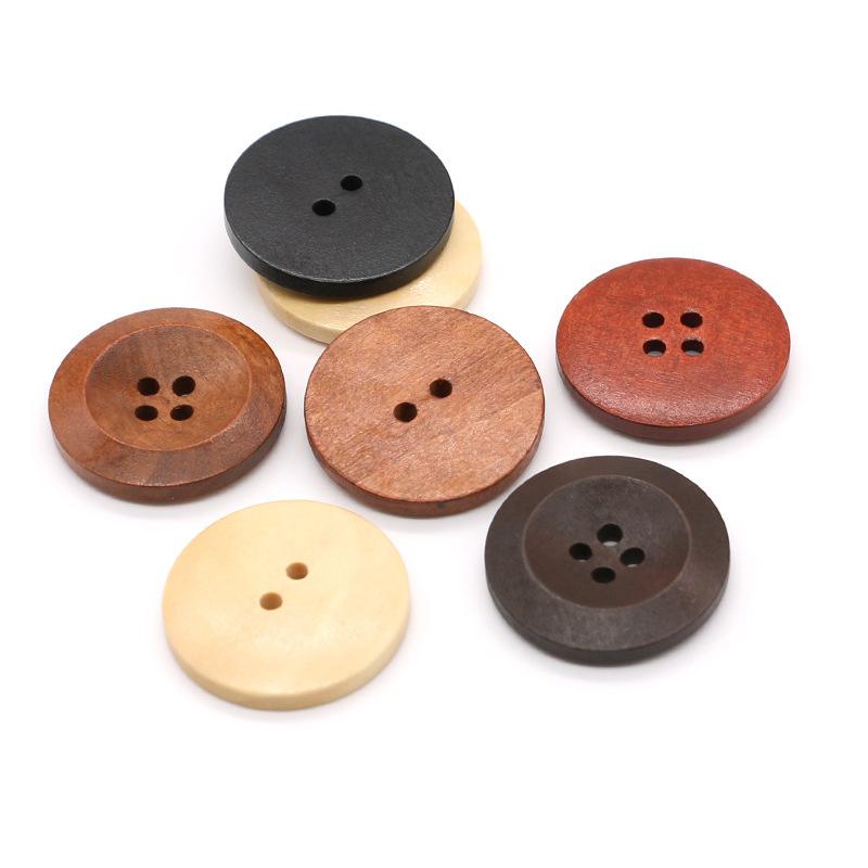 Factory Spot Goods Four-Eye round Edge Wooden Button Natural Button Coat Shirt Coat Button Button