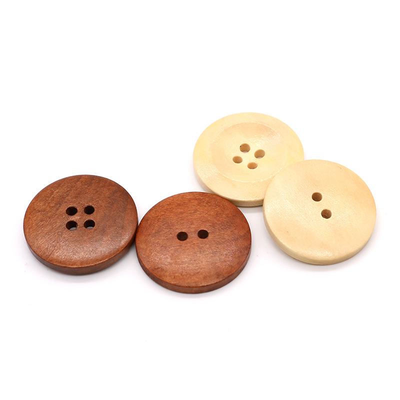 Factory Spot Goods Four-Eye round Edge Wooden Button Natural Button Coat Shirt Coat Button Button