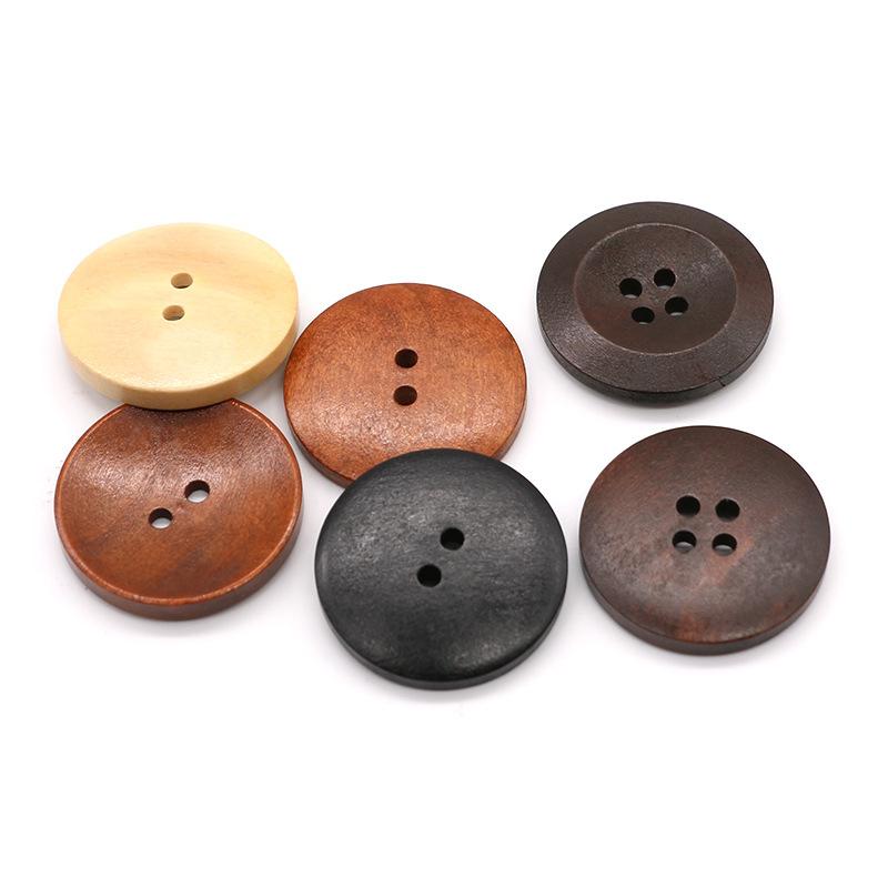 Factory Spot Goods Four-Eye round Edge Wooden Button Natural Button Coat Shirt Coat Button Button