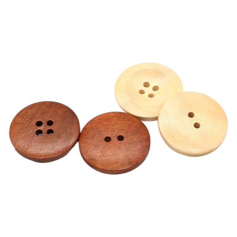 Factory Spot Goods Four-Eye round Edge Wooden Button Natural Button Coat Shirt Coat Button Button