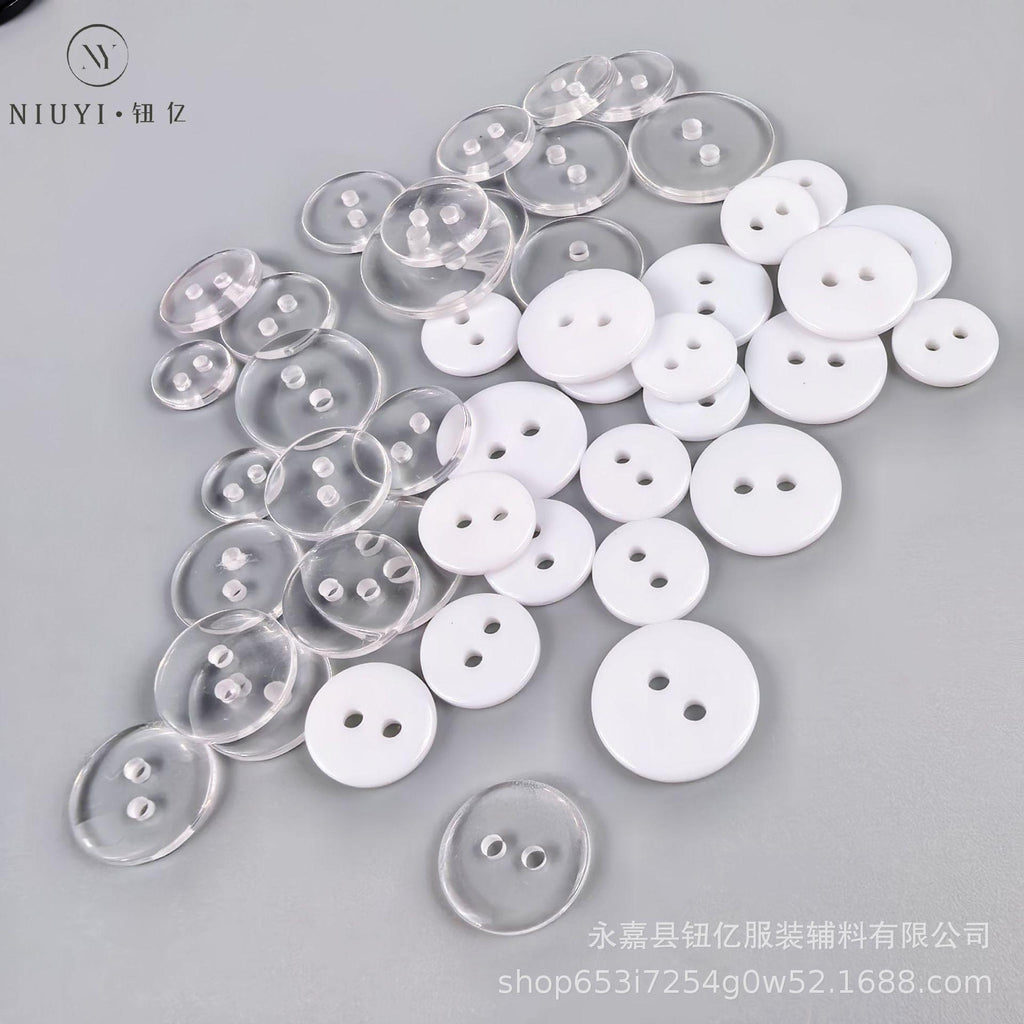 Button Coat Coat Buckle Shirt All-Match Small Pad Buckle round Two-Eye Bread Small Button Transparent Resin Button