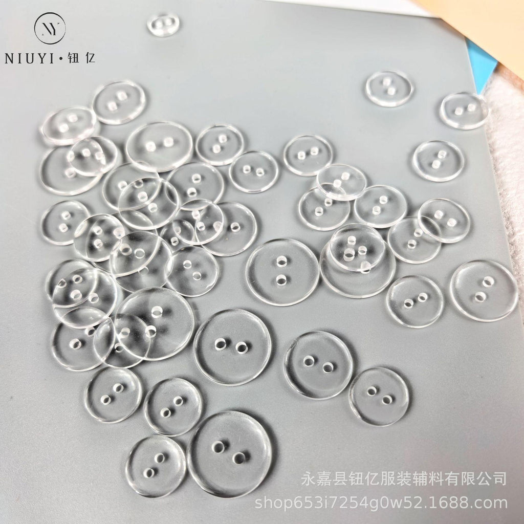 Button Coat Coat Buckle Shirt All-Match Small Pad Buckle round Two-Eye Bread Small Button Transparent Resin Button