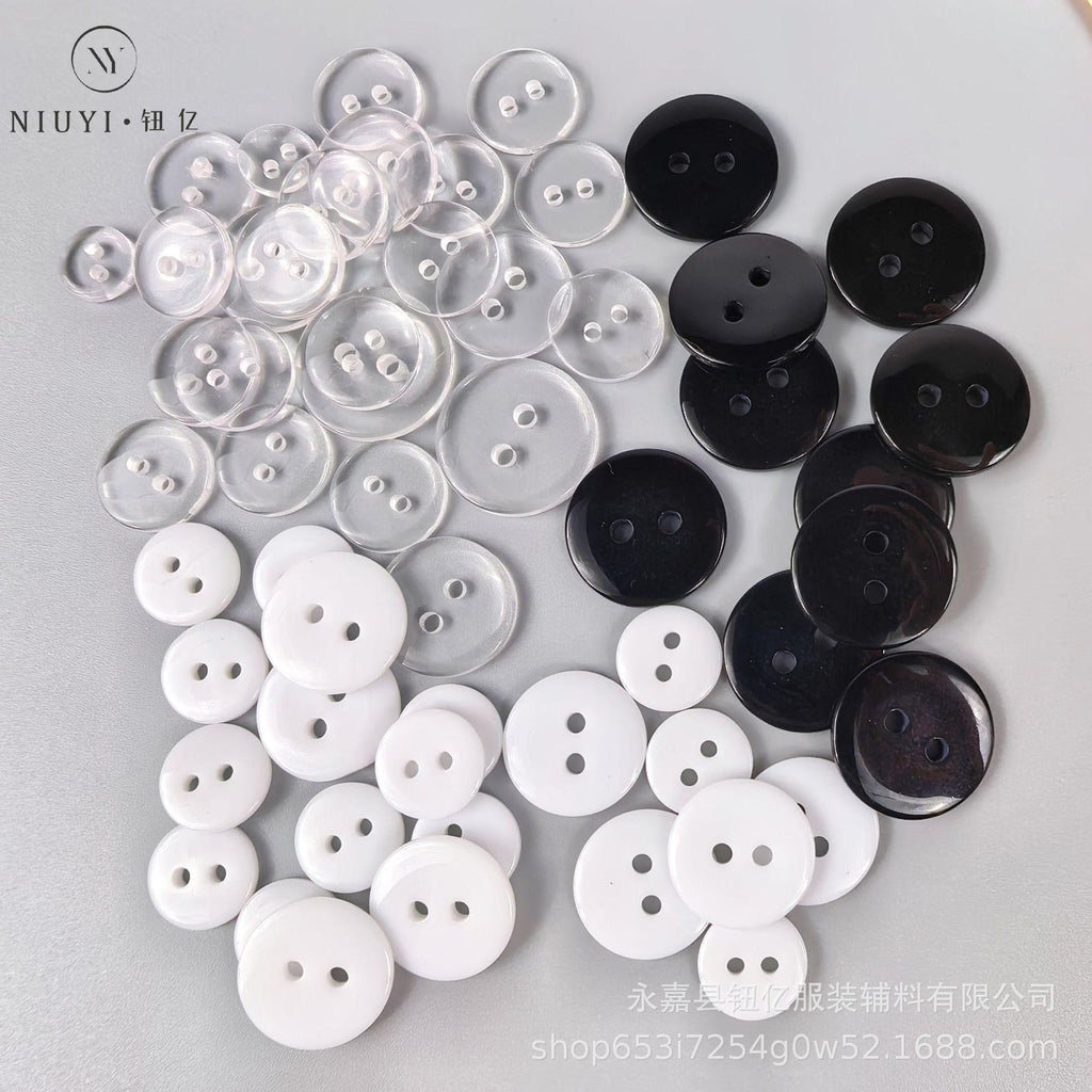 Button Coat Coat Buckle Shirt All-Match Small Pad Buckle round Two-Eye Bread Small Button Transparent Resin Button