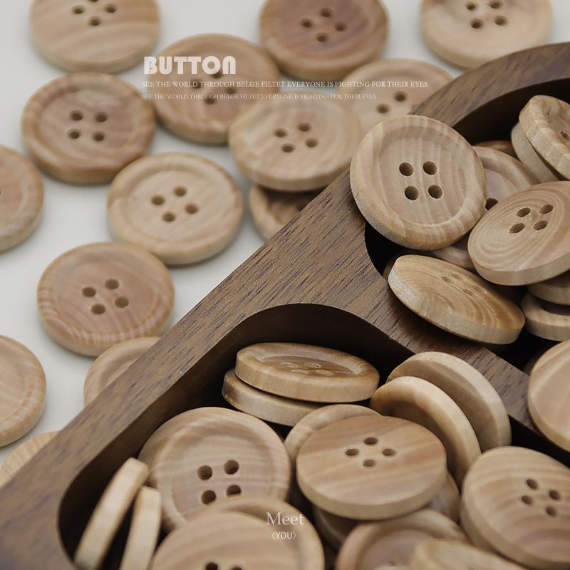 Round Wood Button Men's and Women's Clothes Top Sweater Coat Button Children's Clothes Shirt Shirt Decorative Button