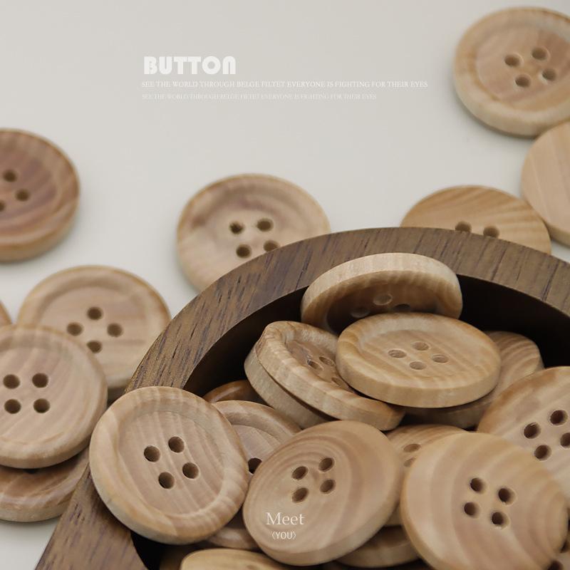 Round Wood Button Men's and Women's Clothes Top Sweater Coat Button Children's Clothes Shirt Shirt Decorative Button