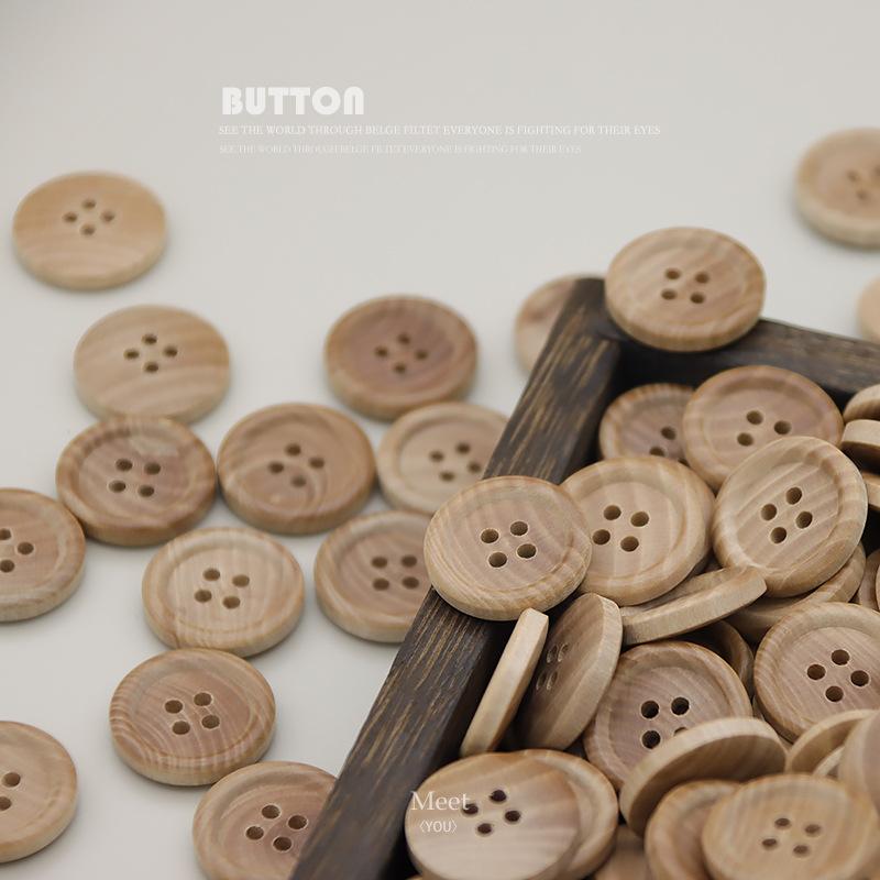 Round Wood Button Men's and Women's Clothes Top Sweater Coat Button Children's Clothes Shirt Shirt Decorative Button