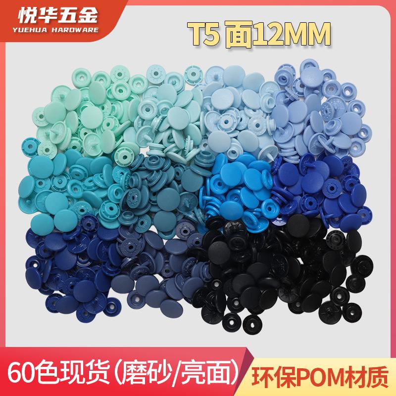 60 Color Frosted Glossy T5 Plastic Four-Joint Buckle Small Batch Snap Button Color Sample Environmental Protection Pom Baby Resin Four-Joint Buckle