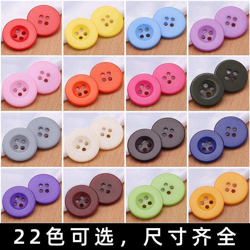 Spot Wide-Brimmed Four-Eye Resin Button DIY Button round Shirt Suit Jacket Button Wide-Brimmed Four-Eye Button