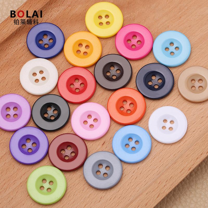 Spot Wide-Brimmed Four-Eye Resin Button DIY Button round Shirt Suit Jacket Button Wide-Brimmed Four-Eye Button