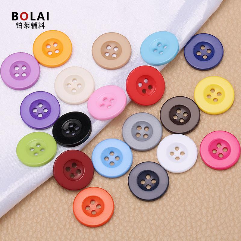 Spot Wide-Brimmed Four-Eye Resin Button DIY Button round Shirt Suit Jacket Button Wide-Brimmed Four-Eye Button