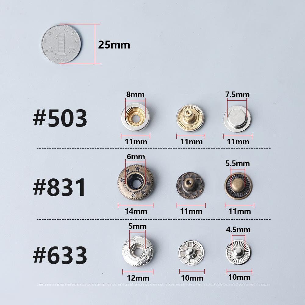 Four-Joint Buckle Copper Leather Clothing Surface Buckle Bottom Buckle Stainless Steel Packaging Seamless Clothes Metal Snap Button Spot Wholesale