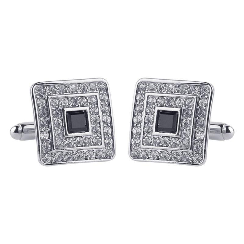 6PCs French Suit Cufflinks Creative Hollow Twist Cufflinks Square round Paint Diamond-Embedded Shirt Cufflinks Men