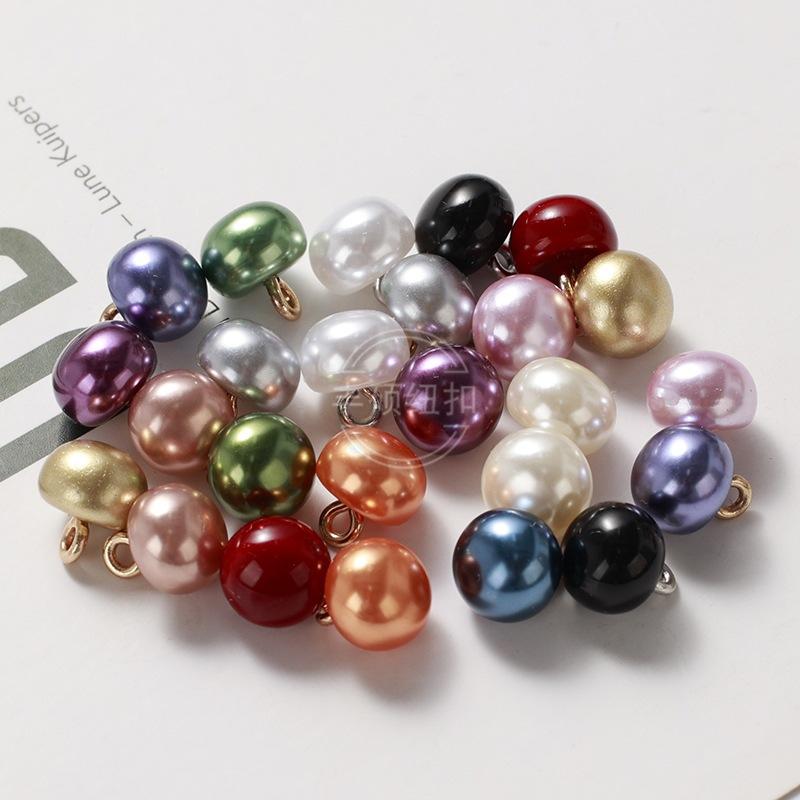 High-End Colorful Pearl Button Mushroom Button Shirt Knitwear Wedding Dress Semicircle Copper Foot Hand Sewing Button Wholesale