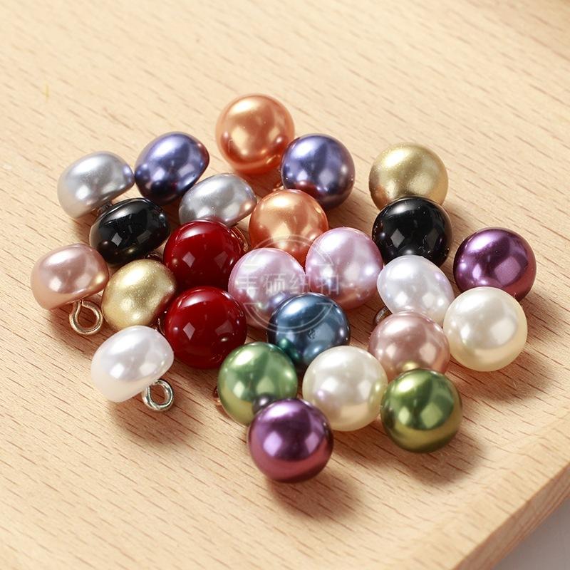 High-End Colorful Pearl Button Mushroom Button Shirt Knitwear Wedding Dress Semicircle Copper Foot Hand Sewing Button Wholesale