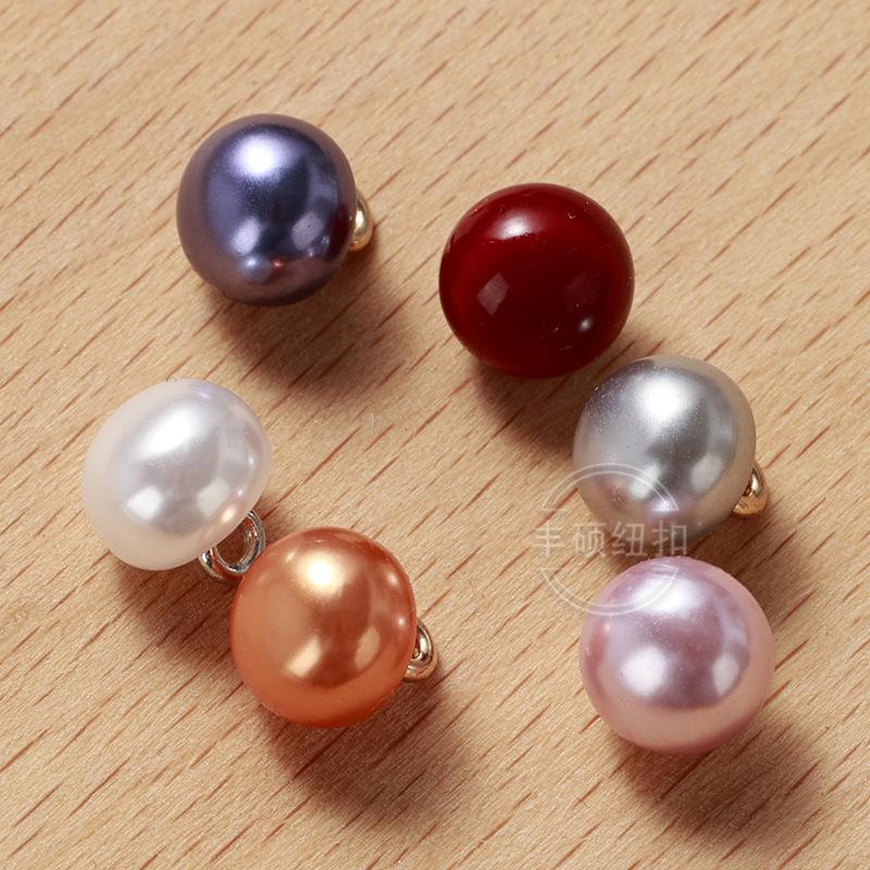 High-End Colorful Pearl Button Mushroom Button Shirt Knitwear Wedding Dress Semicircle Copper Foot Hand Sewing Button Wholesale