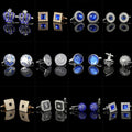 European and American Crown Diamond Blue Crystal Cufflinks Fashion Trendy Men's and Women's Suit Suit Style Shirt Cufflinks Accessories