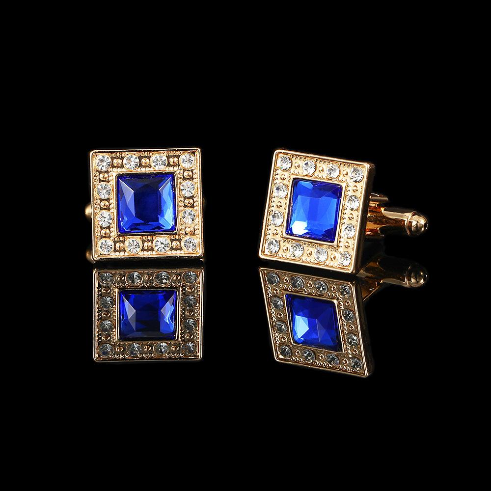 European and American Crown Diamond Blue Crystal Cufflinks Fashion Trendy Men's and Women's Suit Suit Style Shirt Cufflinks Accessories
