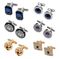 Amazon Cross-Border round Cufflinks Austrian Crystal French Cufflinks Men's Business Twist Cufflink