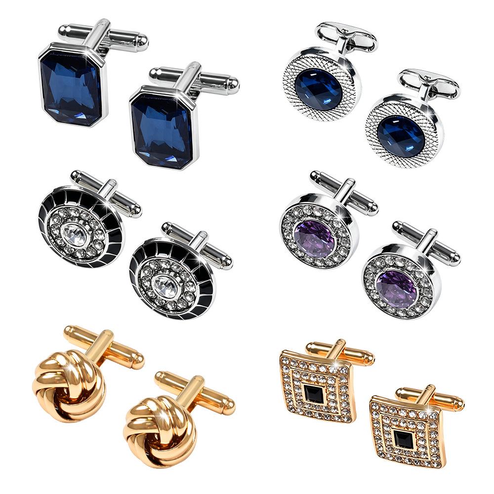 Amazon Cross-Border round Cufflinks Austrian Crystal French Cufflinks Men's Business Twist Cufflink