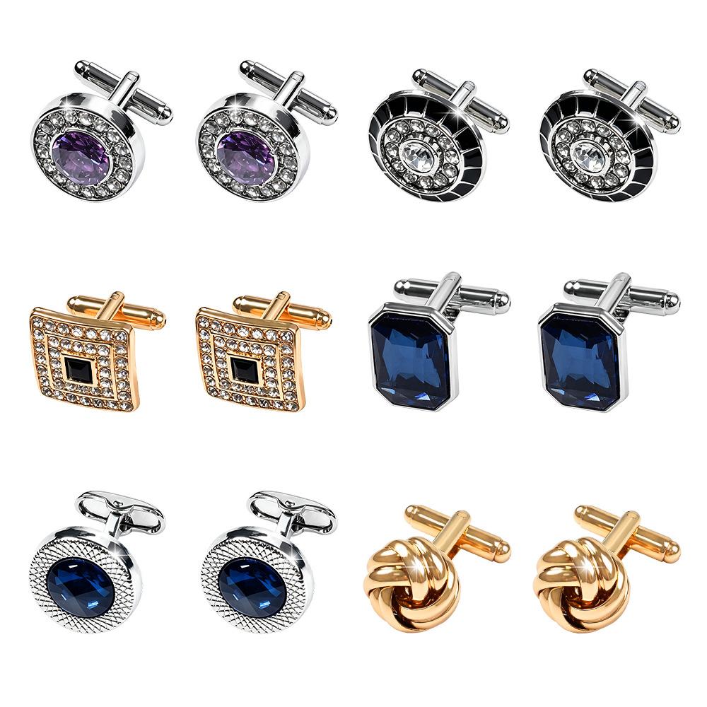 Amazon Cross-Border round Cufflinks Austrian Crystal French Cufflinks Men's Business Twist Cufflink