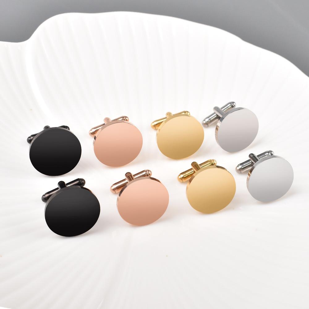 Cross-Border New Stainless Steel Mirror Polished round Cufflinks Cufflinks Men's Simple Shirt Button Cufflinks