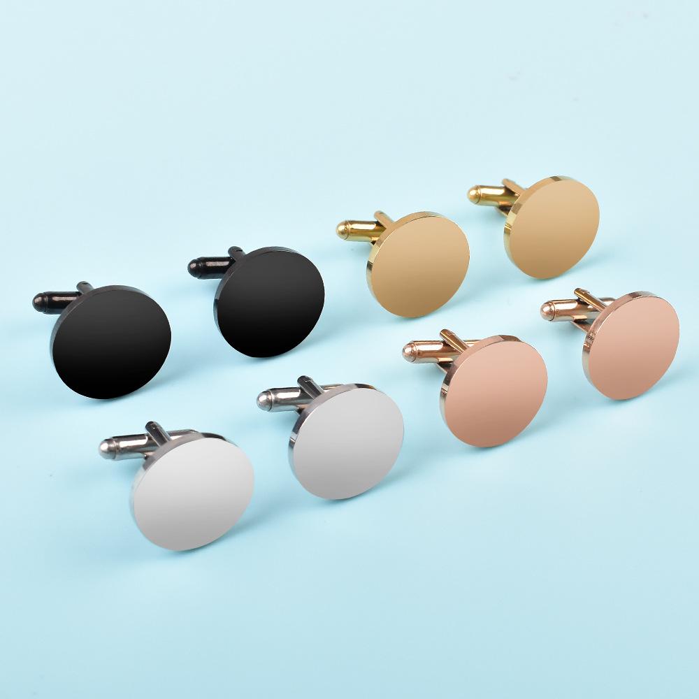 Cross-Border New Stainless Steel Mirror Polished round Cufflinks Cufflinks Men's Simple Shirt Button Cufflinks