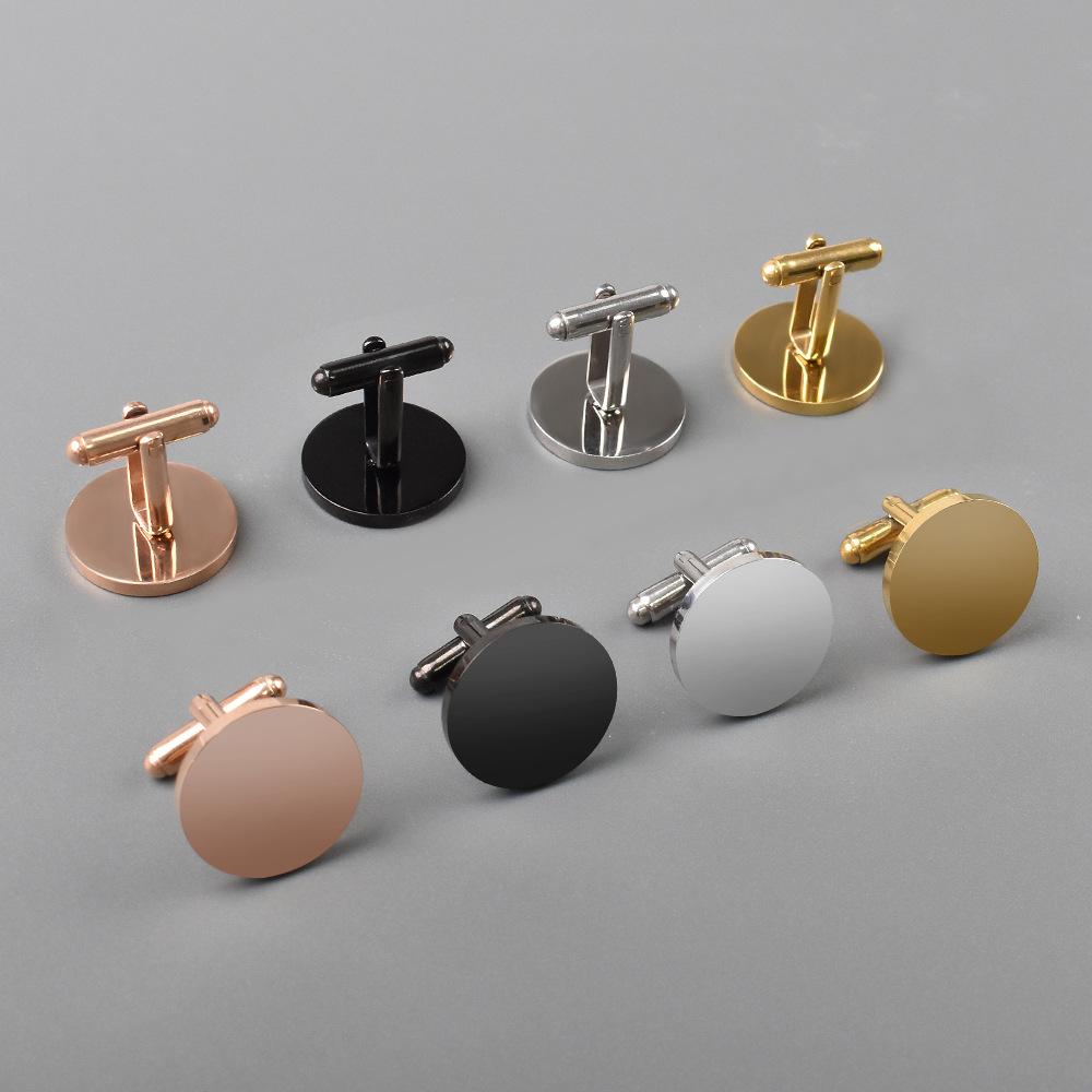 Cross-Border New Stainless Steel Mirror Polished round Cufflinks Cufflinks Men's Simple Shirt Button Cufflinks
