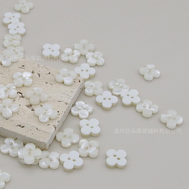 Imitation Shell Pearl Flower Clover Button Shirt Cardigan Children's Clothing Button Two-Eye Button Dress DIY