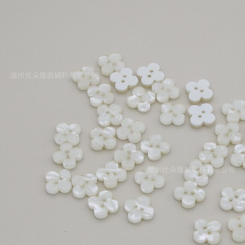 Imitation Shell Pearl Flower Clover Button Shirt Cardigan Children's Clothing Button Two-Eye Button Dress DIY