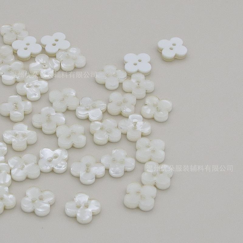 Imitation Shell Pearl Flower Clover Button Shirt Cardigan Children's Clothing Button Two-Eye Button Dress DIY